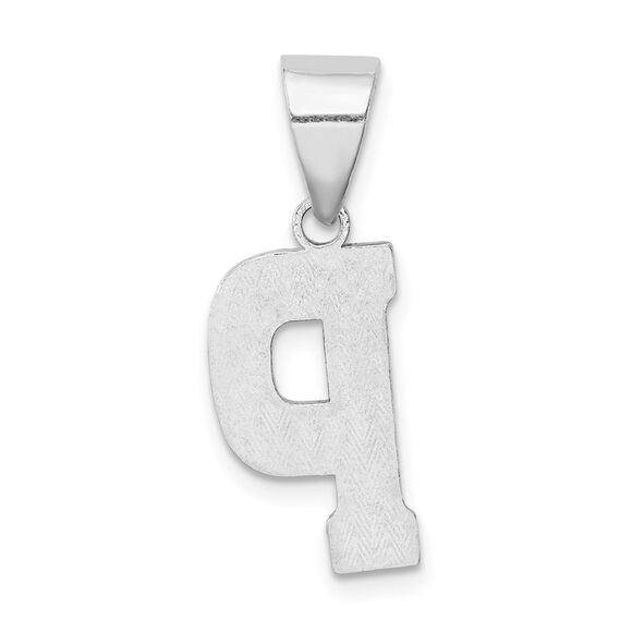 Sterling Silver, Sami Collection, Textured Block Initial P Pendant - Picture 3 of 5